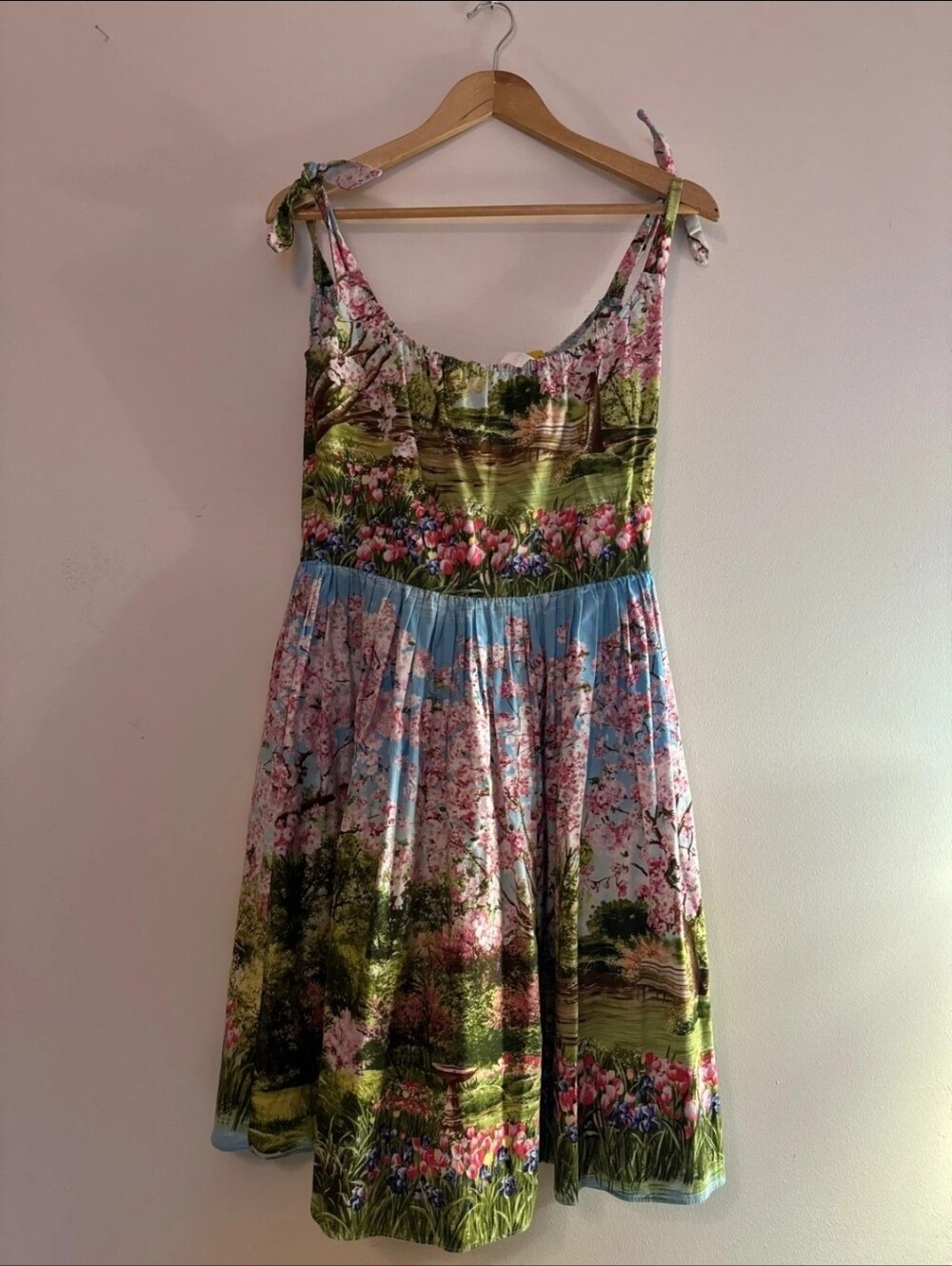 Vintage Bernie Dexter Multicolor Floral Tie-String Midi Dress